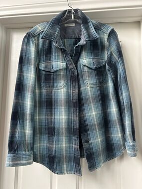 Outerknown Blue Plaid Shirt Jacket